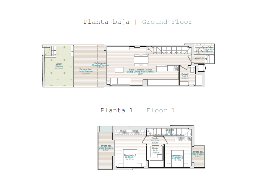 2 slaapkamer bungalow vlakbij het strand
